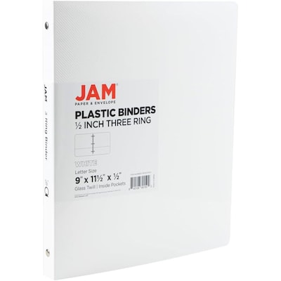 JAM Paper 1/2 3-Ring Binder, White (PB75237WH)
