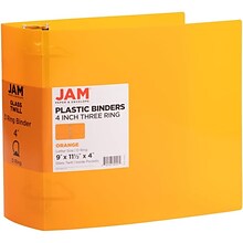 JAM PAPER 4 3-Ring Binder, Orange (PB75245OR)