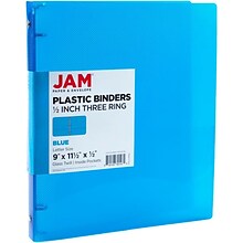 JAM PAPER 1/2 3-Ring Binder, Blue (PB75237BU)