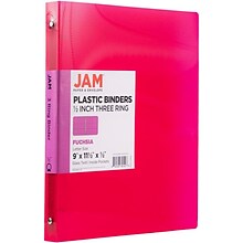 JAM PAPER 1/2 3-Ring Binder, Fuchsia Pink (PB75237FU)