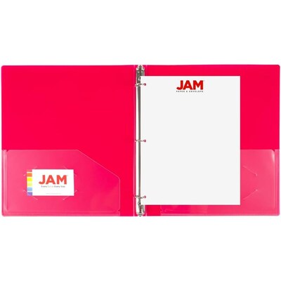 JAM PAPER 1/2" 3-Ring Binder, Fuchsia Pink (PB75237FU)