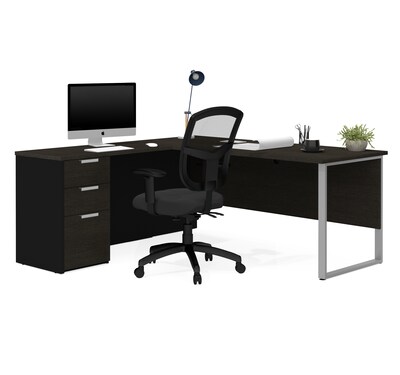Bestar Pro-Concept Plus L-Desk with Metal Leg in Deep Grey & Black (11089132)