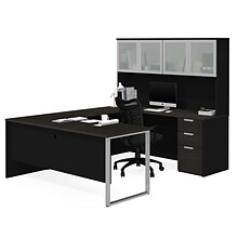 Bestar Pro-Concept Plus U-Desk with Frosted Glass Door Hutch (11089032)