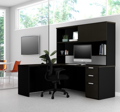 Bestar® Pro-Concept Plus L-Desk with Hutch in Deep Grey & Black (11088632)
