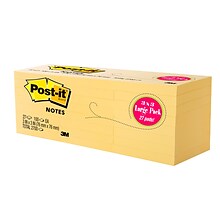 Post-it Notes, 3 x 3, Canary Collection, 100 Sheet/Pad (654-2700-YW)