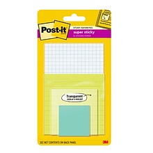 Post-it Super Sticky Notes with Transparent Notes, Assorted Collection, 45 Sheet/Pad, 4 Pads/Pack (4