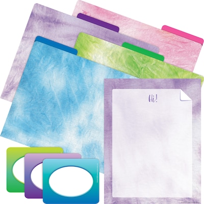 Barker Creek Get Organized File Folder Set, 1/3-Cut Tab, Letter Size, Tie-Dye & Ombré, 107/Set (131)
