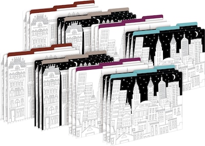 Barker Creek Color Me! File Folder Set, 1/3-Cut Tab, Letter Size, Cityscapes, 24/Set (4380)