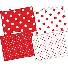 Barker Creek File Folder Set, 1/3-Cut Tab, Letter Size, Red & White Dot, 36/Set (4393)
