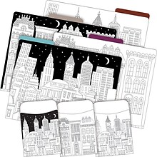 Barker Creek Color Me! Folder & Pocket Set, 1/3-Cut Tab, Letter Size, Cityscapes, 42/Set (4414)