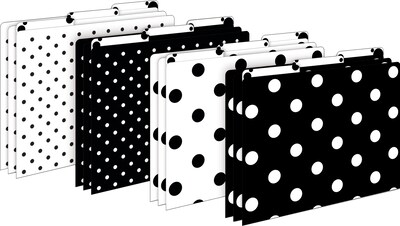 Barker Creek Folder & Pocket Set, 1/3-Cut Tab, Letter Size, Black & White Dots, 42/Set (4417)