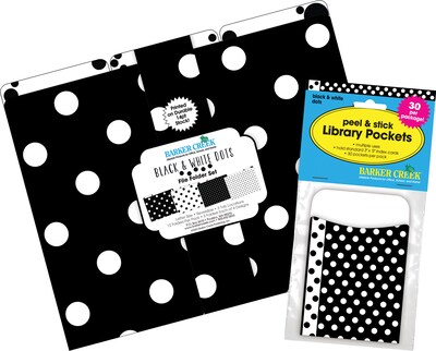 Barker Creek Folder & Pocket Set, 1/3-Cut Tab, Letter Size, Black & White Dots, 42/Set (4417)