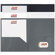 JAM Paper Plastic Two-Pocket School Folders, Assorted Business Colors, 6/Pack (383EBAasst)