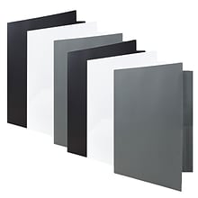 JAM Paper Plastic Two-Pocket School Folders, Assorted Business Colors, 6/Pack (382ECBAasst)