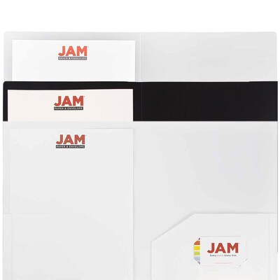 JAM Paper Heavy Duty Plastic Two-Pocket School Folders, Assorted Business Colors, 6/Pack (383HBAasst