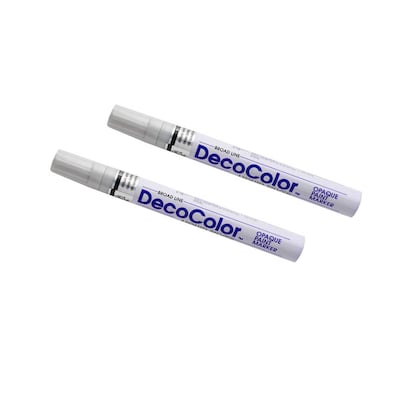 Marvy Uchida DecoColor Opaque Paint Markers, Broad Tip, Silver, 2/Pack (6524960a)