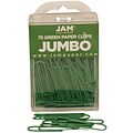 JAM Paper® Colored Jumbo Paper Clips, Large 2 Inch, Green Paperclips, 2 Packs of 75 (42186878a)