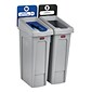Rubbermaid Slim Jim Plastic Recycling Station Two Stream Landfill/Mixed Recycling, 23 Gal., Gray (2007914)