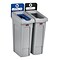 Rubbermaid Slim Jim Plastic Recycling Station Two Stream Landfill/Mixed Recycling, 23 Gal., Gray (20