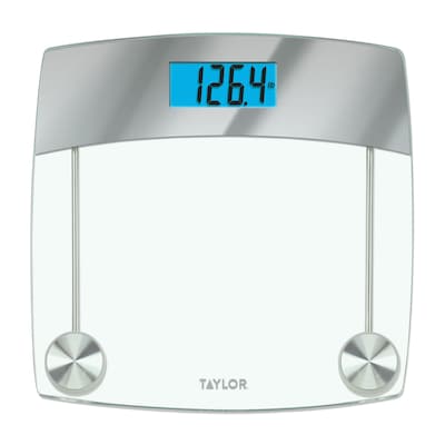 Taylor Precision Products 75244192 Digital Glass Bathroom Scale with Stainless Steel Accents, Clear,