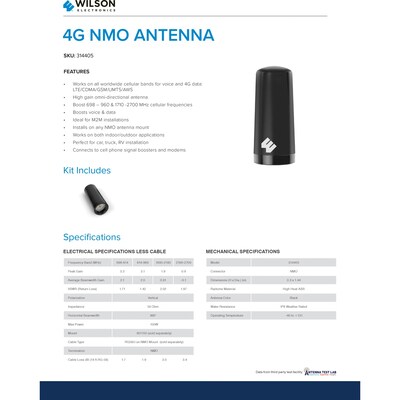 weBoost 4G NMO Cellular Signal Booster Antenna for Fleet Vehicles, Black (314405)