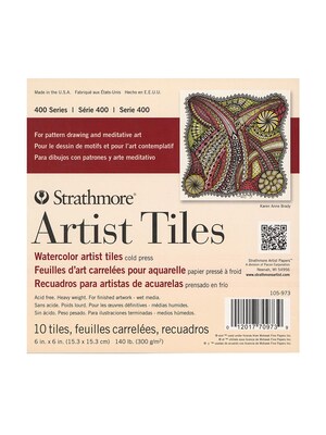 Strathmore Artist Tiles Watercolor Pad, 6" x 6", 10 Sheets/Pad, 2 Pads/Pack (PK2-105-973-1)