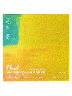 Global Art Fluid Hot Press Watercolor Paper block 6 in. x 6 in., 15 Sheets [Pack of 4](PK4-850066)