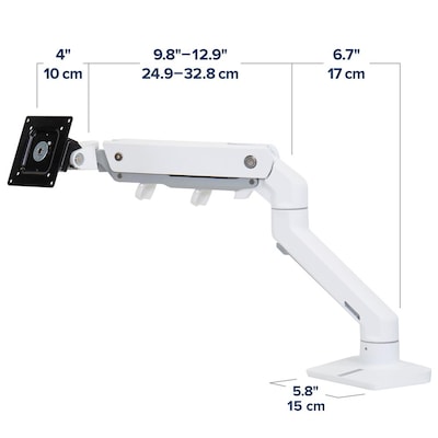 Ergotron HX Desk Monitor Adjustable Single Arm with HD Pivot, 49" Screen Support, White (45-647-216)