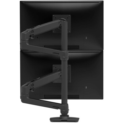 Ergotron LX Adjustable Dual Stacking Arm Tall Pole Desk Mount, 40" Screen Support, Matte Black (45509224)