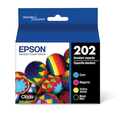 Epson T202 Black/Cyan/Magenta/Yellow Standard Yield Ink Cartridge, 4/Pack   (T202120-BCS)