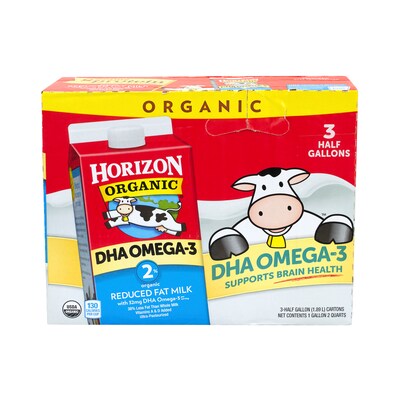 Horizon Organic 2% Milk with DHA Omega-3, 64 Fl. Oz., 3/Pack (902-00055)