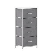 Flash Furniture Harris 4 Drawers Storage Dresser with Fabric Drawers,  White/Gray (WX5L203LWWGR)