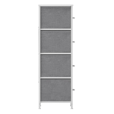 Flash Furniture Harris 4 Drawers Storage Dresser with Fabric Drawers,  White/Gray (WX5L203LWWGR)