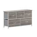 Flash Furniture Harris 5 Drawers Storage Dresser with Engineered Wood Drawers, White/Light Natural (