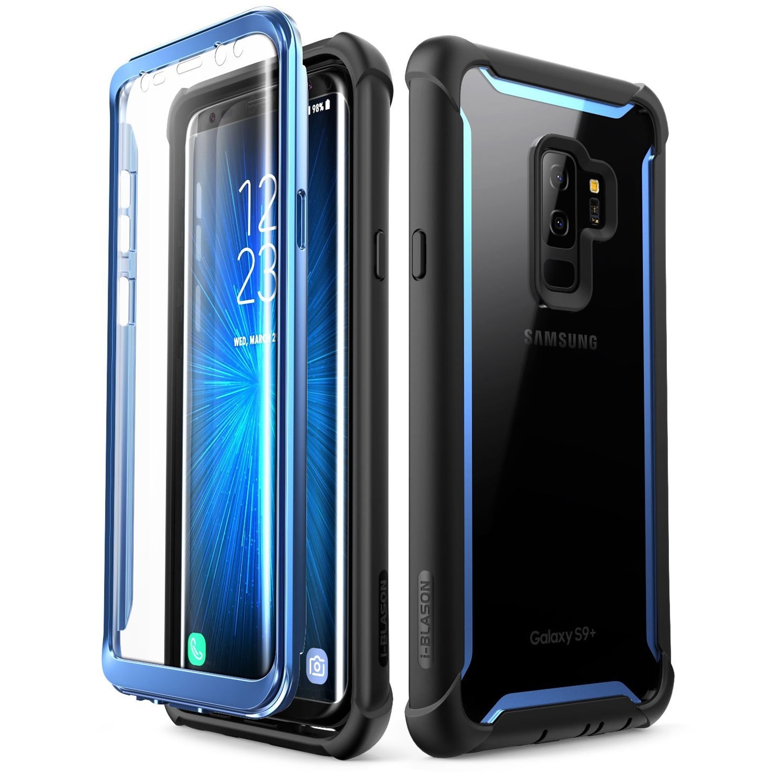i-Blason Samsung Galaxy S9 Case Ares Rugged Clear Bumper Case Without Built-in Screen Protector, Blue (G-9P-ARES-SP-BE)