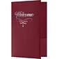 LUX Welcome Folders - Standard Two Pockets 50/Pack, Burgundy Linen w/Silver Foil Flourish (EL-DB100-FSF-50)