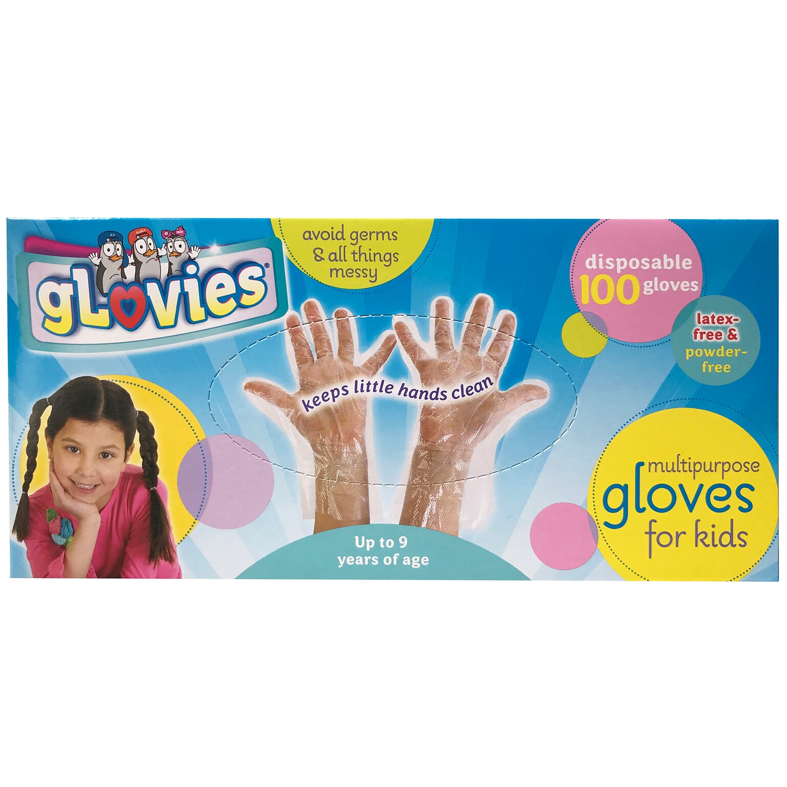 gLovies Plastic Food Safe Disposable Gloves for Kids, Clear, 100 Gloves/Box (MKBLX002B100)