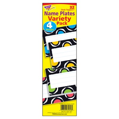 TREND® Bold Strokes Circles Desk Toppers® Name Plates Variety Pack, 2.9 x 9.5, 96/pkg (T-69956)