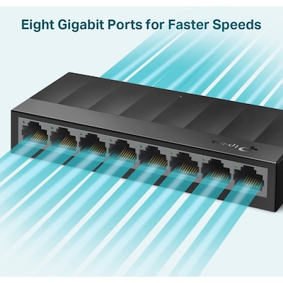 TP-Link LS1008G Litewave 8 Port Layer 2 Gigabit Ethernet Switch Unmanaged, Black