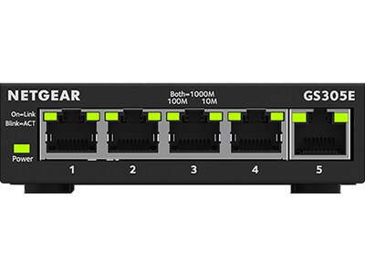 Netgear 300 Series Plus 5-Port Gigabit Ethernet Managed Switch, Black (GS305E-100NAS)