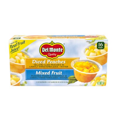 Del Monte Diced Peaches & Mixed Fruits Cup, 4 oz., 16/Pack (220-00744)