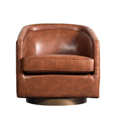 Flash Furniture Dean LeatherSoft Upholstery Club Style Barrel Accent Armchair, Brown (BSAC22064BRNPU)
