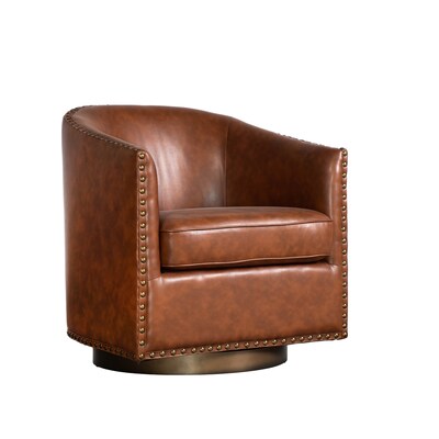 Flash Furniture Myles Leathersoft Upholstery Club Style Barrel Accent Armchair, Brown (BSAC22061BRNP