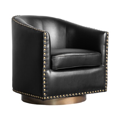 Flash Furniture Myles Leathersoft Upholstery Club Style Barrel Accent Armchair, Black (BSAC22061BLKP