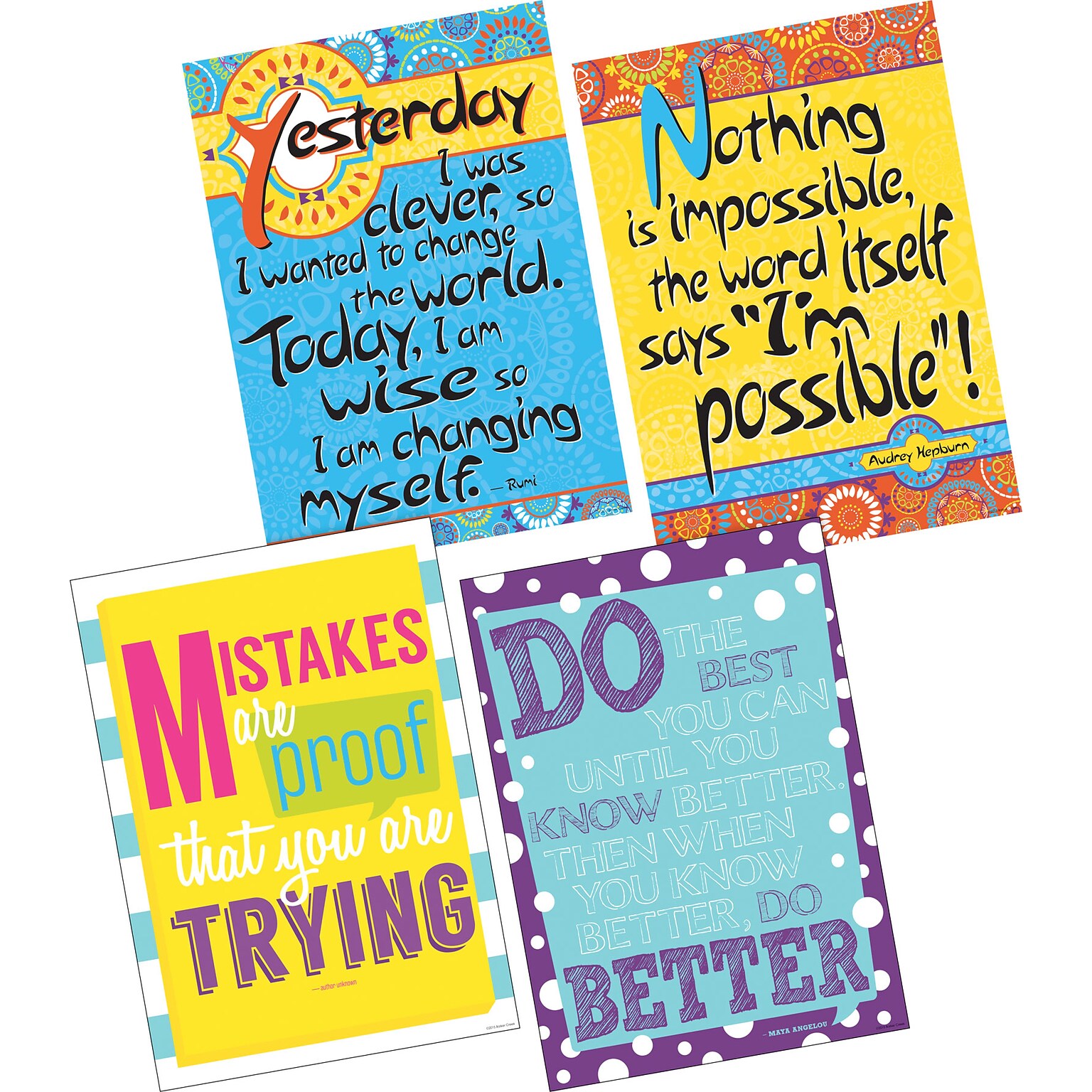 Barker Creek Im Possible, Im Wise & Keep Trying Posters, 4/Set (BC3605)