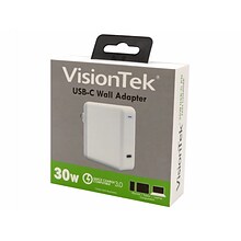 VisionTek USB-C 30W Quick Charger, White (901282)