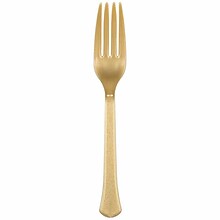 JAM PAPER Premium Disposable Forks, Plastic, Gold, 50/Pack (297F48GLS)