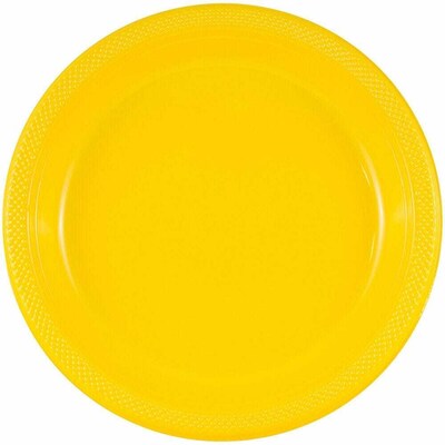 JAM PAPER Round Party Plates, 7 inch, Plastic, Yellow, 200/Box (255321940BS)