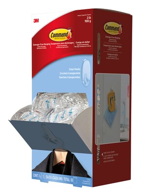 Command™ Clear Medium Hooks Cabinet Pack; 50/Pack
