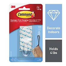Command™ Large Clear Hook with Clear Strips, 1/Pack